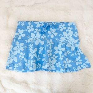 blue floral mini skirt